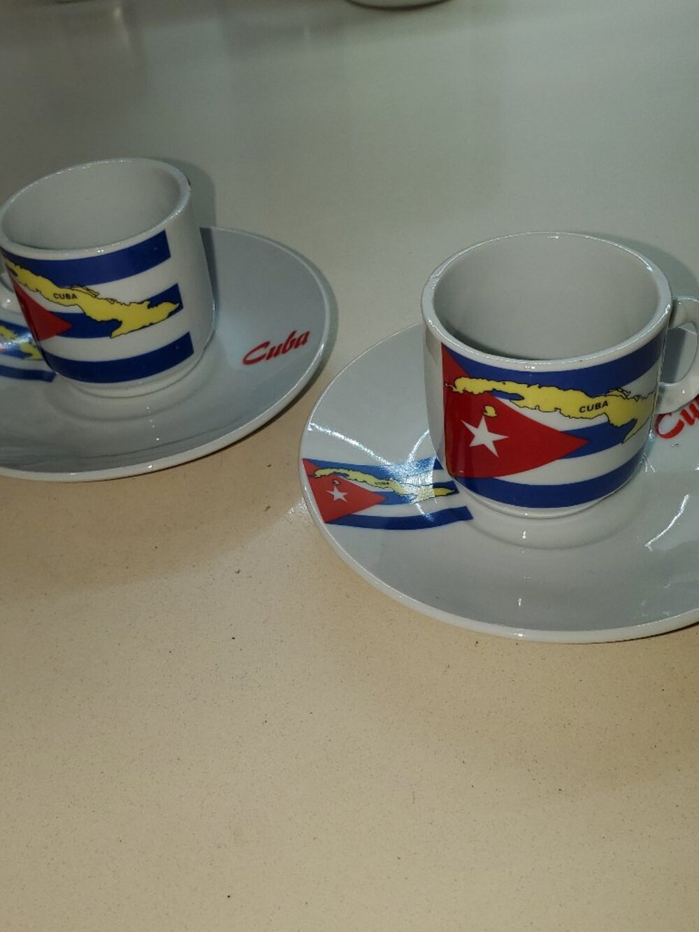 CUBAN COFFEE CUPS WITH MATCHING SAUCERS - SET OF 2